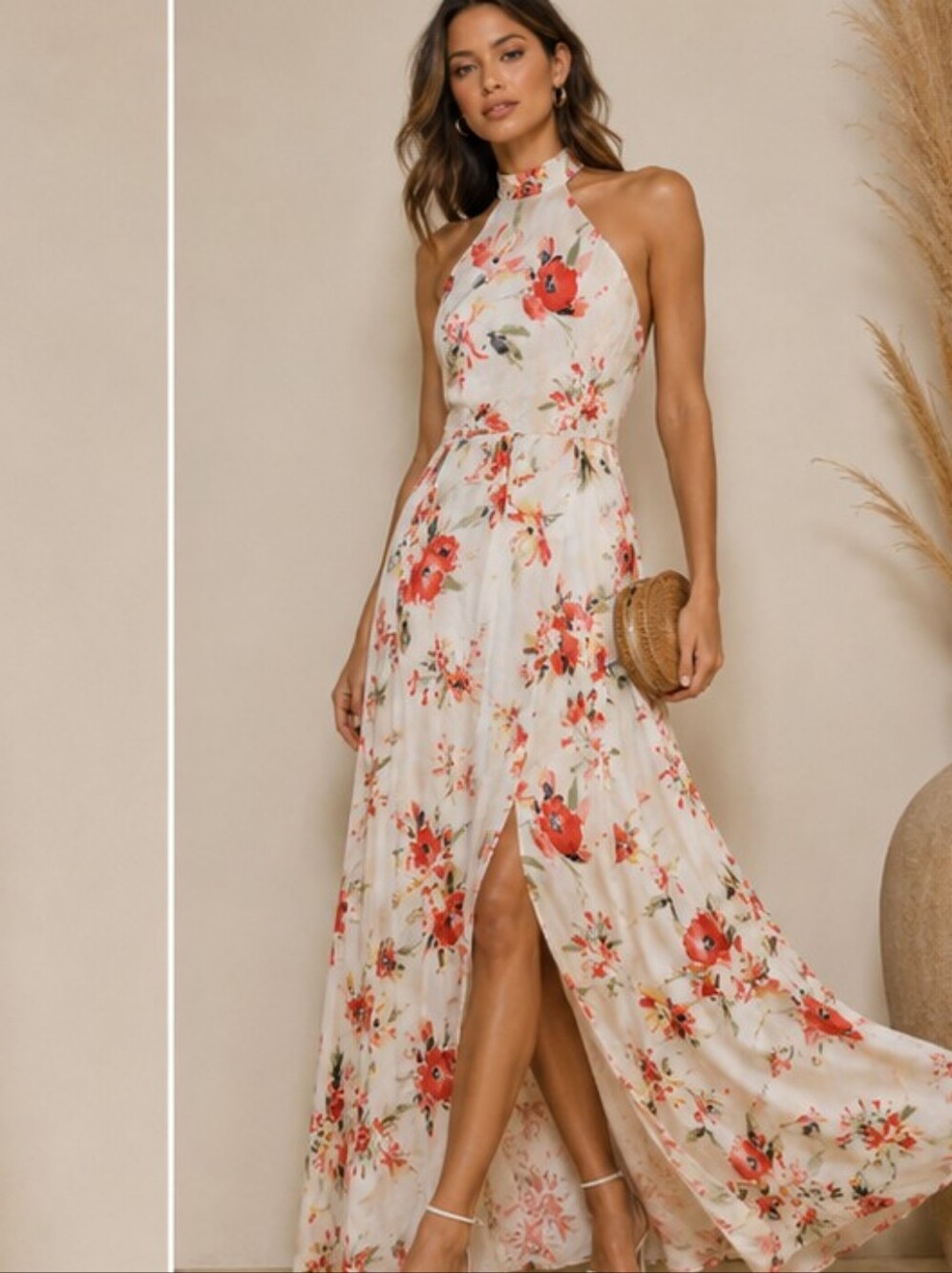 ASTR The Label Floral Halter Midi Dress  Size Small